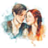 draw a watercolor couple portrait