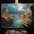 make artistic oil painting on oil canvas