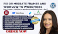 redesign framer website fix bugs and migrate framer webflow to avada wordpress