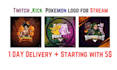 create twitch ,kick, pokemon logo for stream