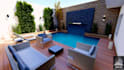 create 3d swimming pool design, pool luxury backyard, villa pool design