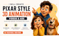 create pixar style animation video with custom characters
