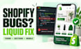 fix shopify custom sections, liquid code and theme errors