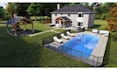 design landscape, front yard, backyard, pool, patio with 3d rendering architect