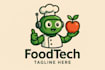 create mascot custom unique food technology logo with text with any file