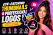 design eyecatching youtube thumbnails and logo