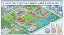 illustrate vector campus map, site plan, property map for office school, college