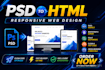 convert PSD to HTML, PSD to bootstrap 5 responsive lightweight web design