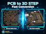 convert eagle brd pcb file to step stp 3d model quickly