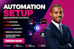 setup make com automation, fix zapier n8n workflows, opus clip