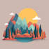 draw a flat vector landscape illustration