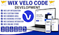 develop wix velo code, wix studio, wix database dynamic pages, api integration