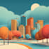 create a landscape and urban vector art illustration