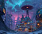 make a cyberpunk futuristic city art