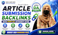 write and submit articles to 60 plus da sites with live links