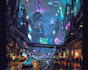 draw a cyberpunk city illustrations