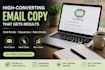 write high converting email copy, cold emails, and sales emails
