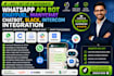 set up whatsapp API bot, chatfuel, manychat chatbot slack, intercom integration