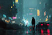 desing cyberpunk futuristic city illustration