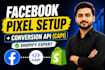 setup facebook pixel and pixel, capi and shopify tracking