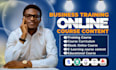 do business training course content, educational course content, video slides
