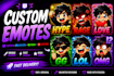 design custom twitch emotes, kick and discord emotes
