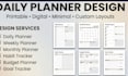 design daily planner, weekly planner, printable planner, habit tracker