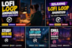 create relaxing lofi loop animation with chill aesthetic background