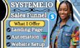 build systeme io sales funnel, systeme io landing page, systeme io website, wix