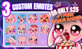 create custom chibi twitch emotes, bonus badges