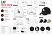 create cap tech pack, snapback hat trucker tech pack for production with mockup