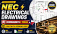 design nec compliant electrical drawings, load calculation for texas restaurants