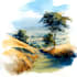 draw a watercolor landscape illustration
