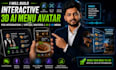 build interactive 3d ai menu avatar, pos integration virtual waiters ar VR menu