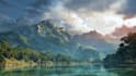 draw a natural landscape and background illustration