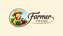 design realistic farmer mascot logo with express delivery