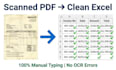 convert scanned PDF invoice to excel manually