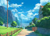 draw a cool background illustration in 2d anime style