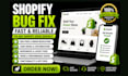 shopify bugs, errors and custom code issues fast