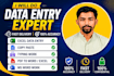 do fast and accurate data entry, excel, copy paste, typing work