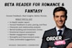 beta read romance fantasy book, fan fantasy beta reader honest feedback
