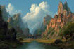 draw anime background, landscape illustrations