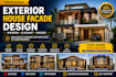 design modern duplex house facade, bungalow exterior and front elevation