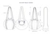 design bag, handbag, tote bag with tech pack and technical drawing