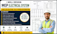 design mep electrical system, load calculation, sld and power distribution