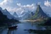paint professional landscape concept art in painterly style