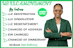 file llc amendment, change name, address and ownership fast