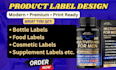 design modern product label, bottle label, and packaging label