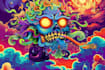 create a custom illustration psychedelic trippy logo design