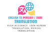 provide english to persian and dari translation